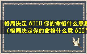 格局决定 💐 你的命格什么意思（格局决定你的命格什么意 🐳 思啊）